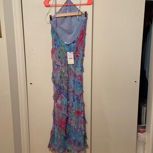 NWT Zara psychedelic print slip dress sz s